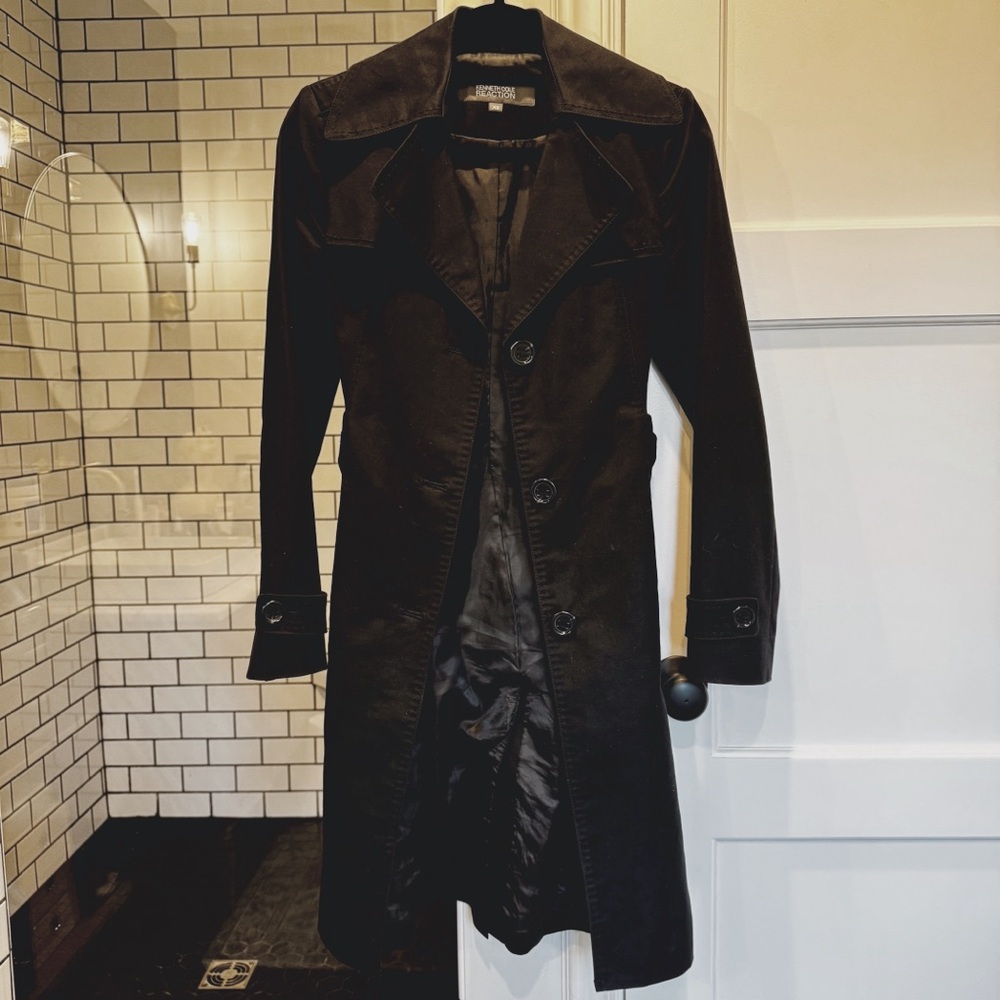 Kenneth Cole Reaction black trench coat size XS
